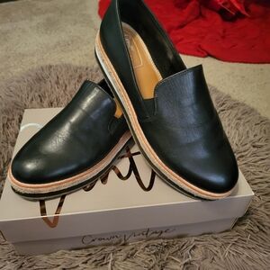 Crown Vintage Black Leather Loafers